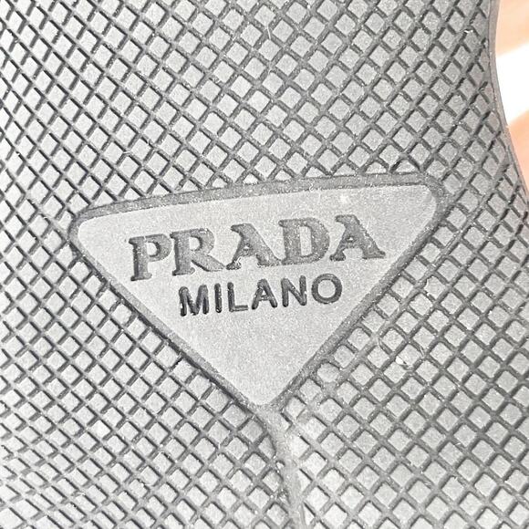 Prada Black Leather Logo Ankle Strap Strappy Sporty Heel Sandal size IT 39 - Picture 13 of 14